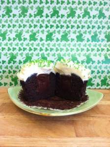 A chocolate stout cupcake with an Irish whiskey ganache and topped with a Bailey's Irish cream frosting. 